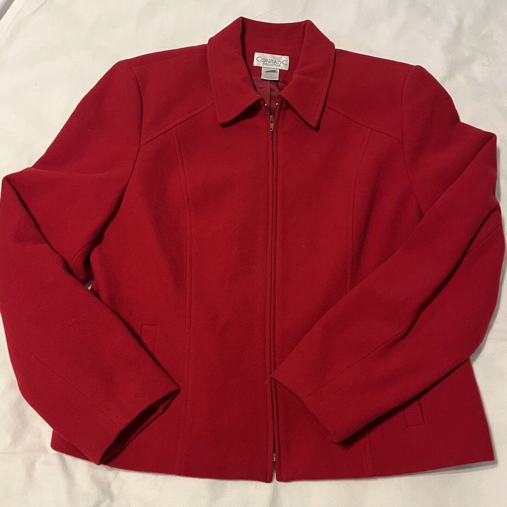 Conrad C Collection Red‎ Wool Blend Jacket Women's Size 12 Vintage